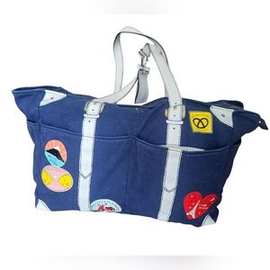 Kate Spade Large Navy Blue Canvas Travel Duffel Bag